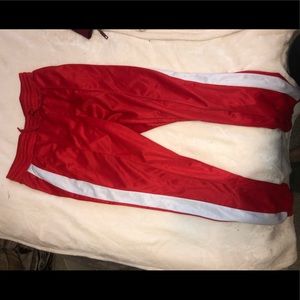 red & white joggers